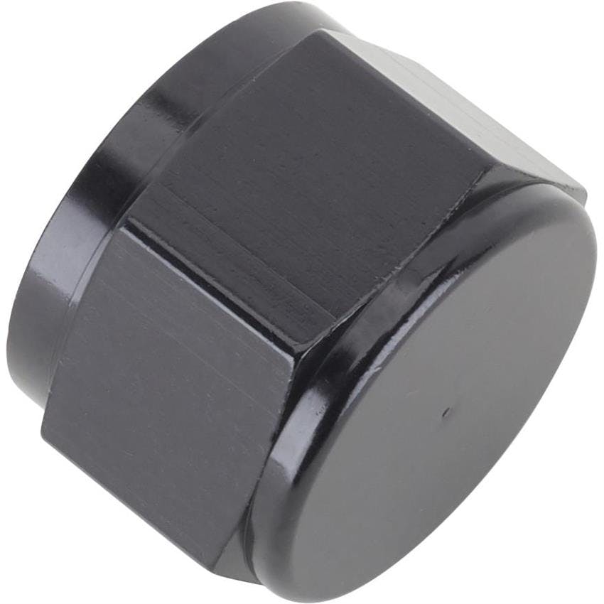 Aluminum -16 AN Flare Fitting Cap, Black Anodized