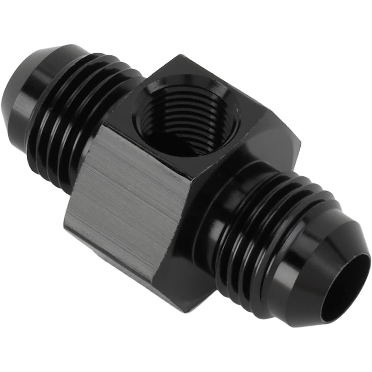 Inline Fuel Pressure Adapter, -6 AN to -6 AN w/ 1/8Inch NPT, Black