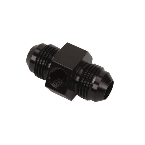 Inline Fuel Pressure Adapter, -8 AN to -8 AN w/ 1/8Inch NPT, Black