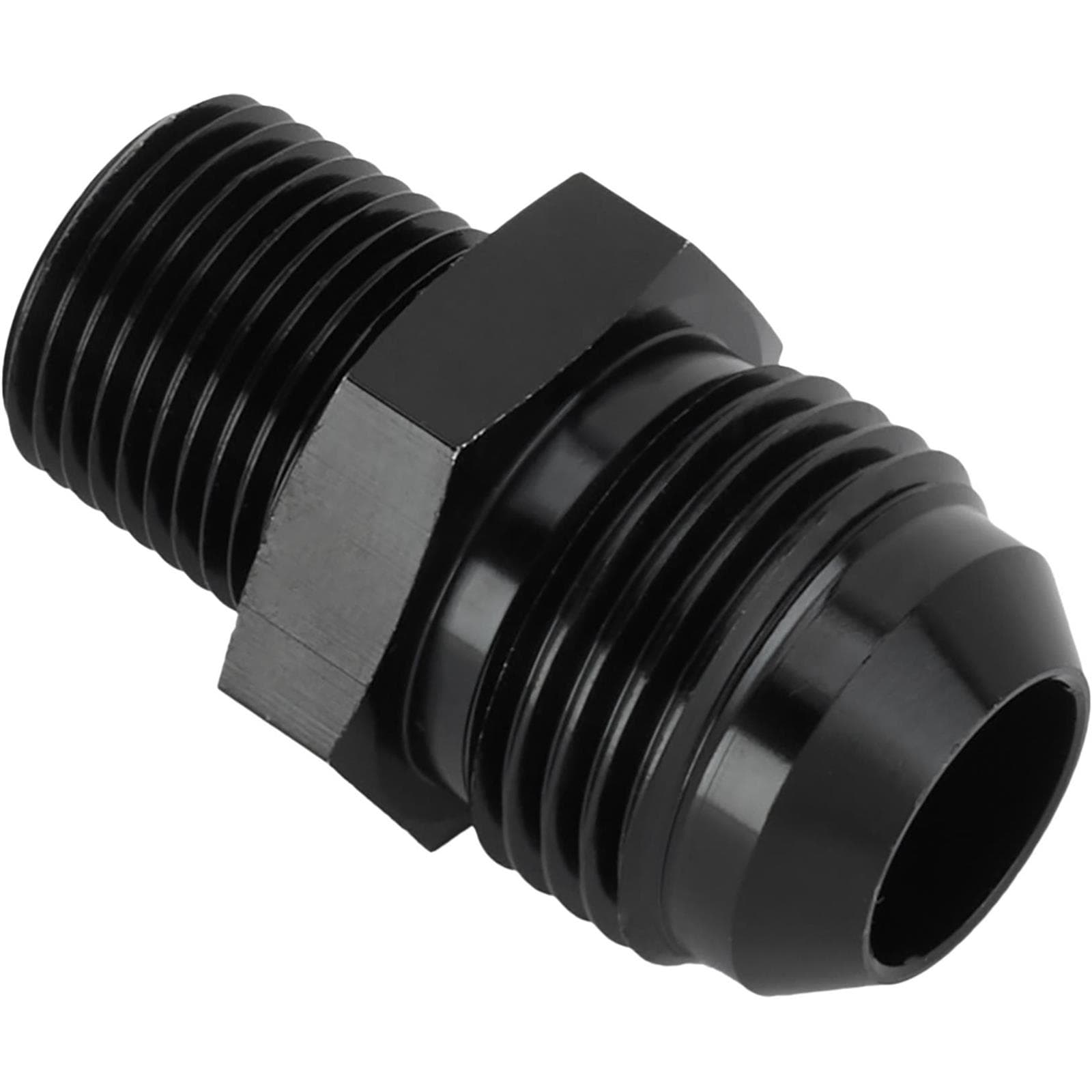 Black Straight -10 AN Flare to 3/8 Inch NPT Pipe Adapter Fitting