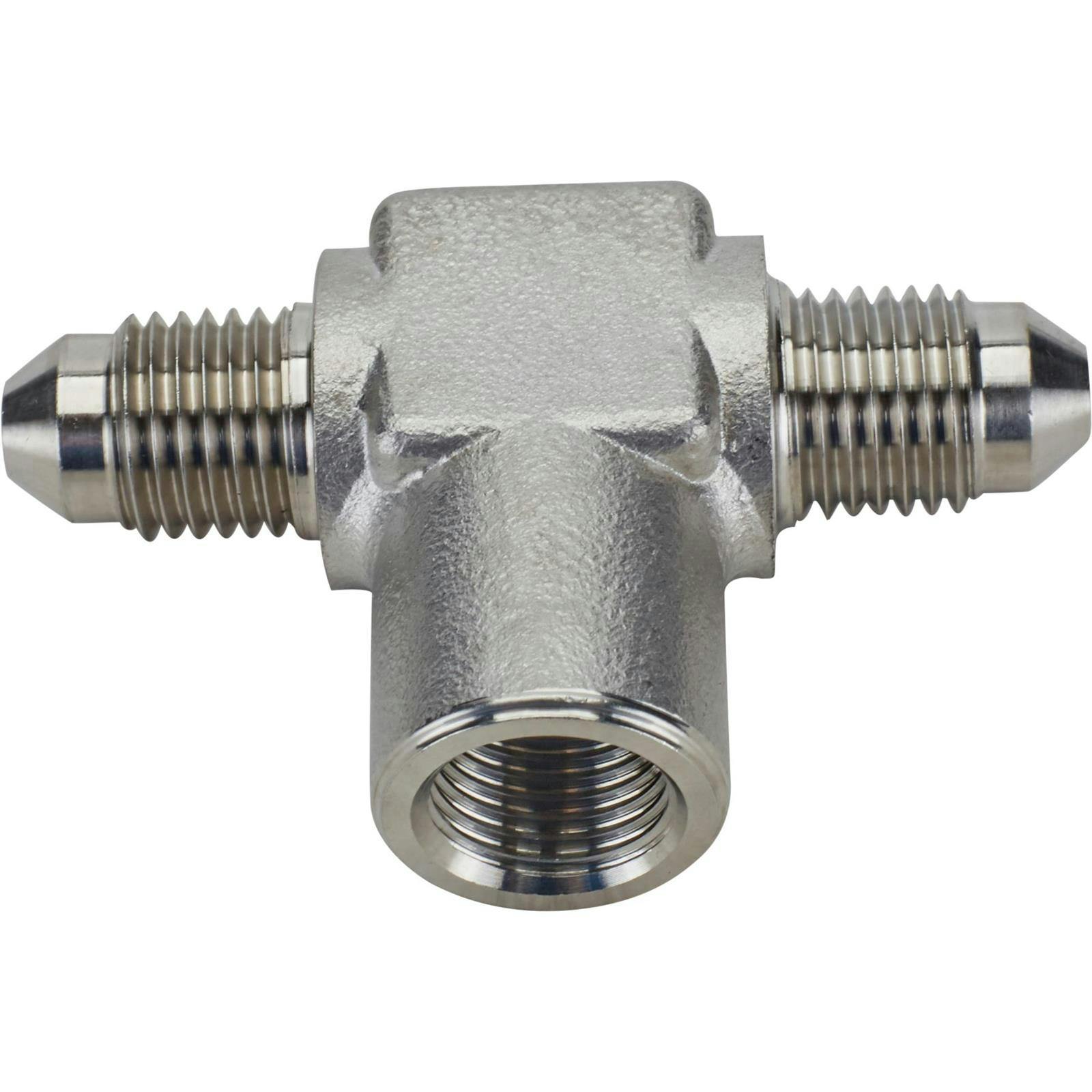 Stainless Steel AN3 to AN3 Tee, 1/8 Inch NPT Female