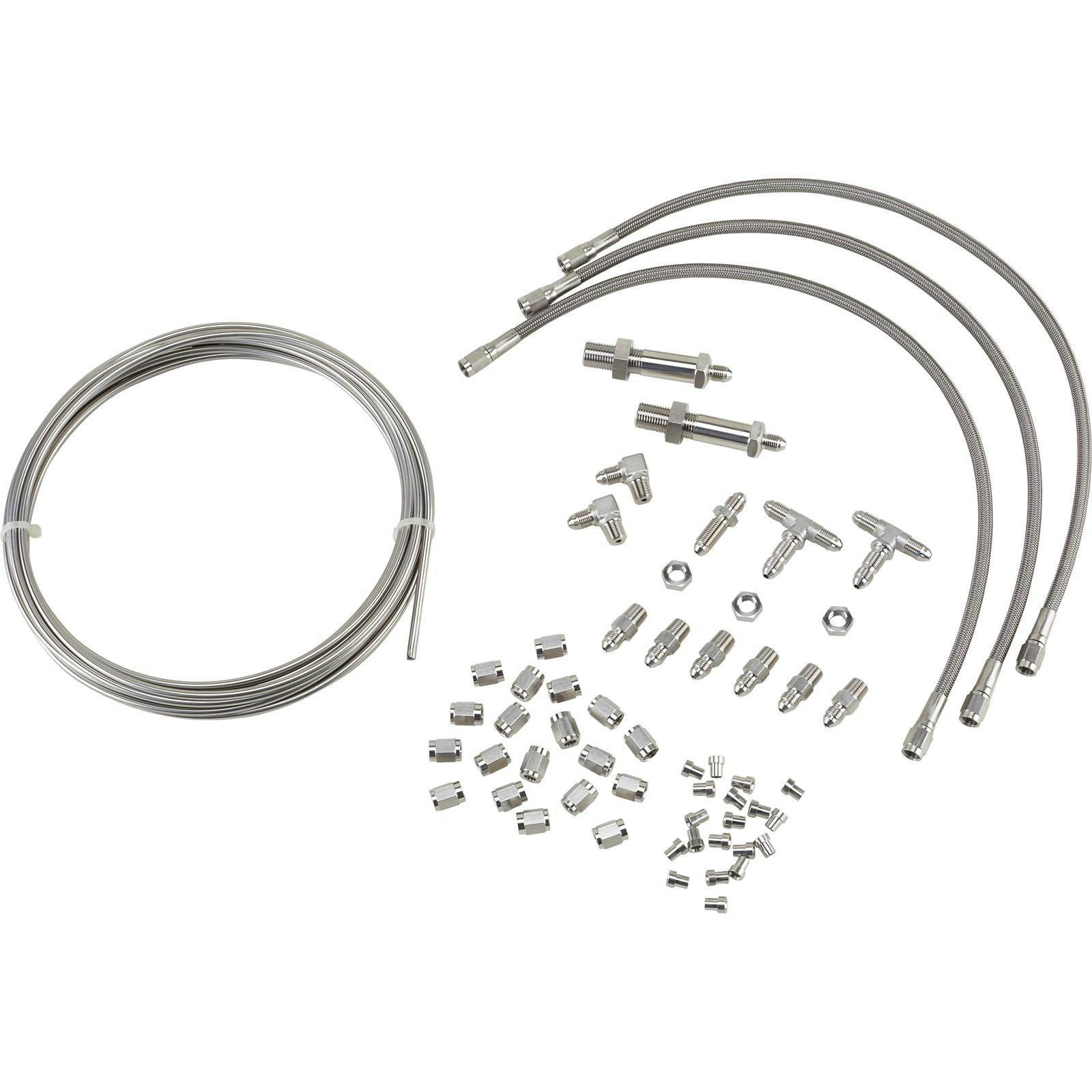 Stainless Steel -3 AN Brake Line Kit, 3-Hose, 20 Ft. Tubing