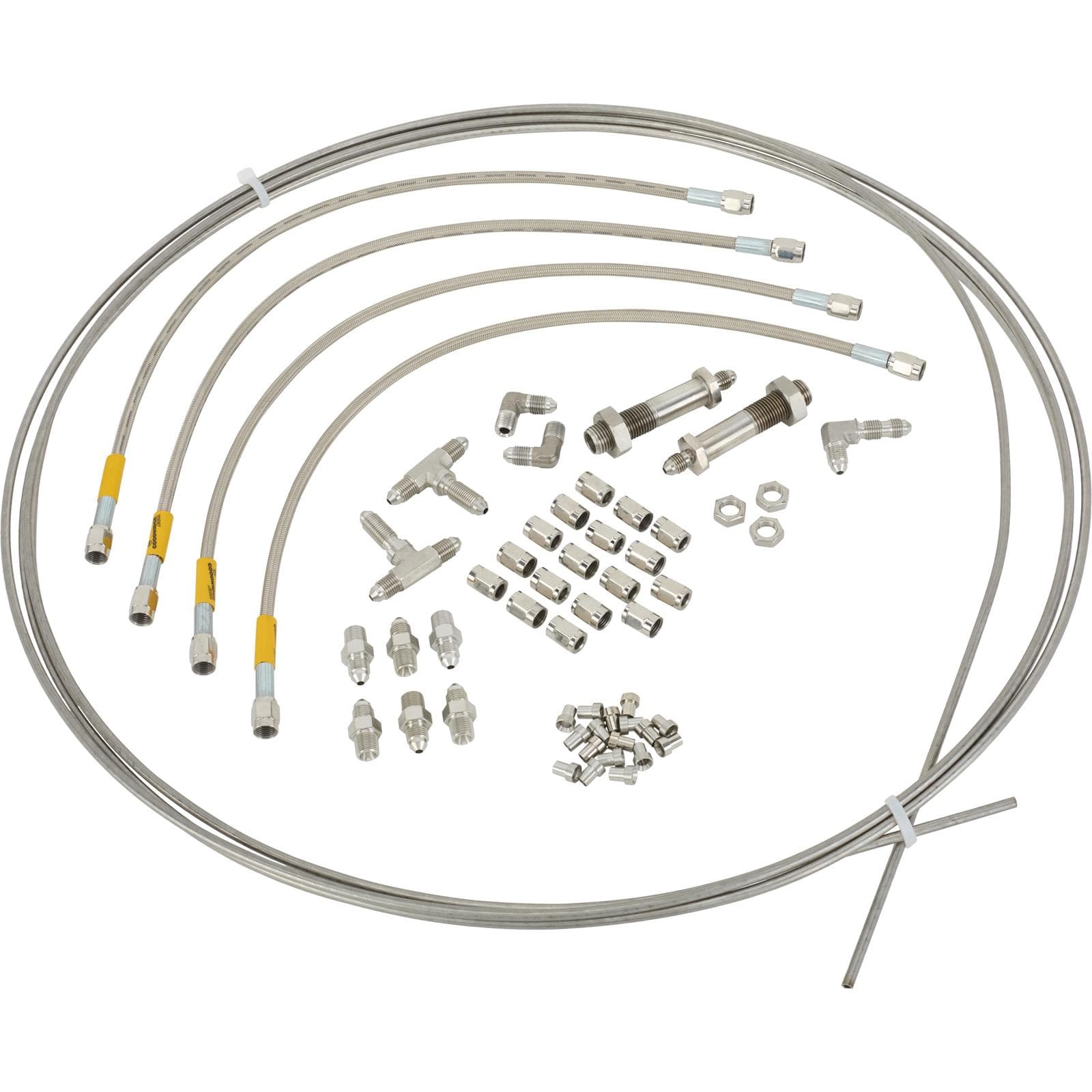 Stainless Steel -3 AN Brake Line Kit, 4-Hose, 20 Ft. Tubing