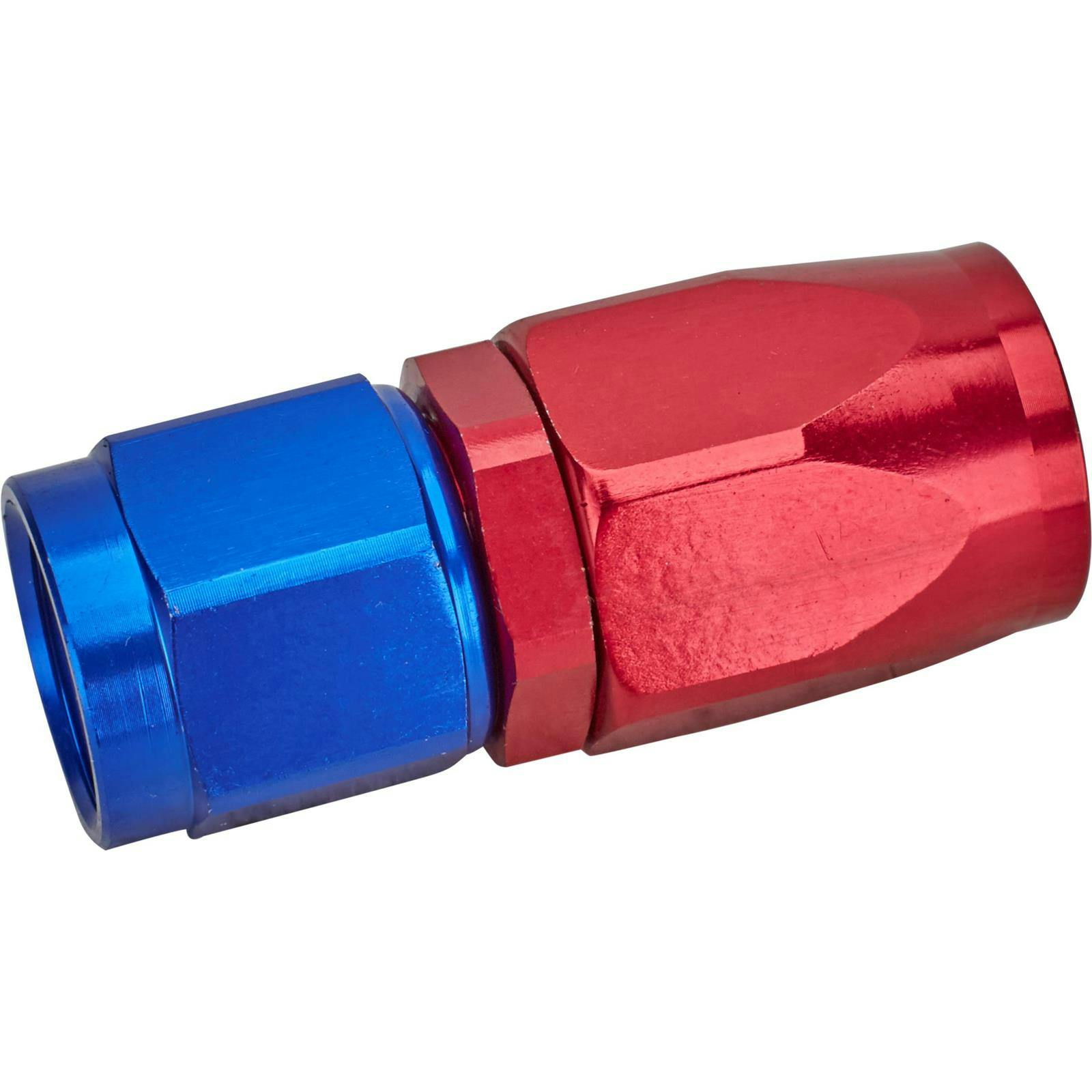 Speedway Full Flow Swivel Hose End Fitting, Straight, Red/Blue, -6 AN