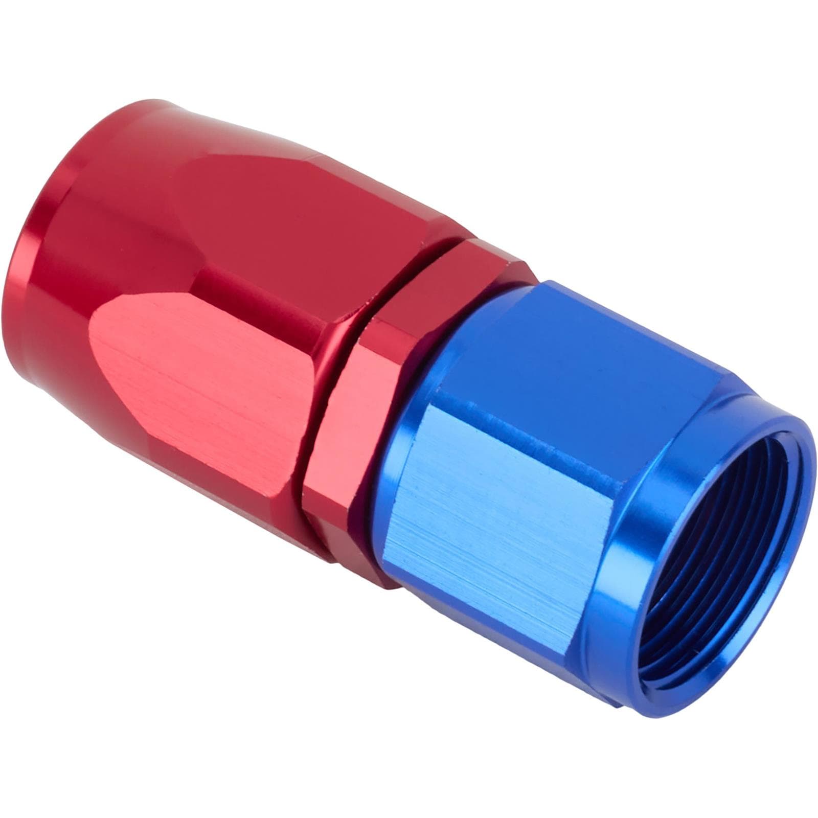 Speedway Full Flow Swivel Hose End Fitting, Straight, Red/Blue, -10 AN
