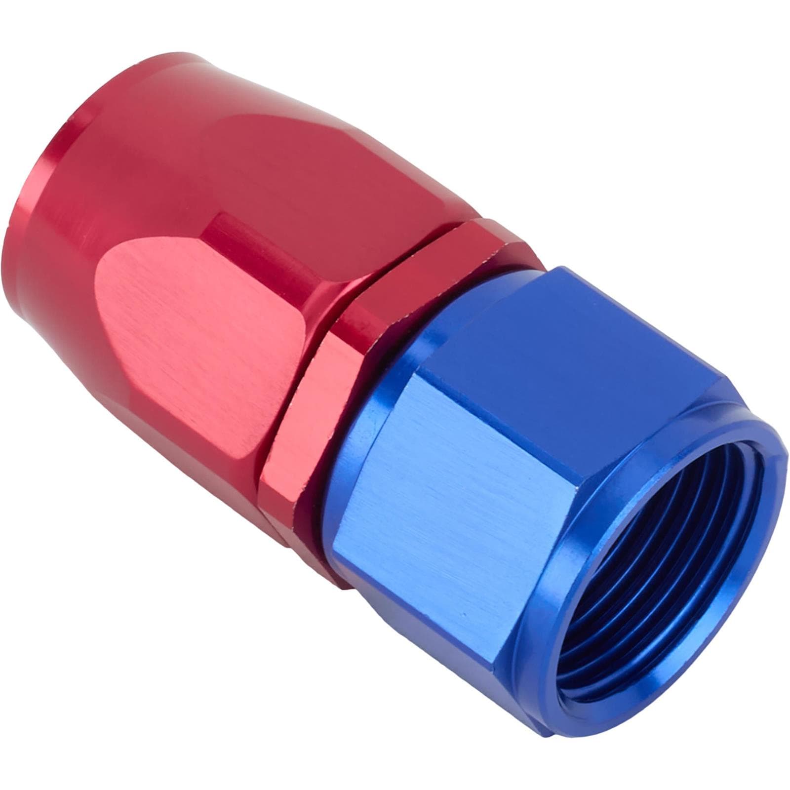 Speedway Full Flow Swivel Hose End Fitting, Straight, Red/Blue, -12 AN