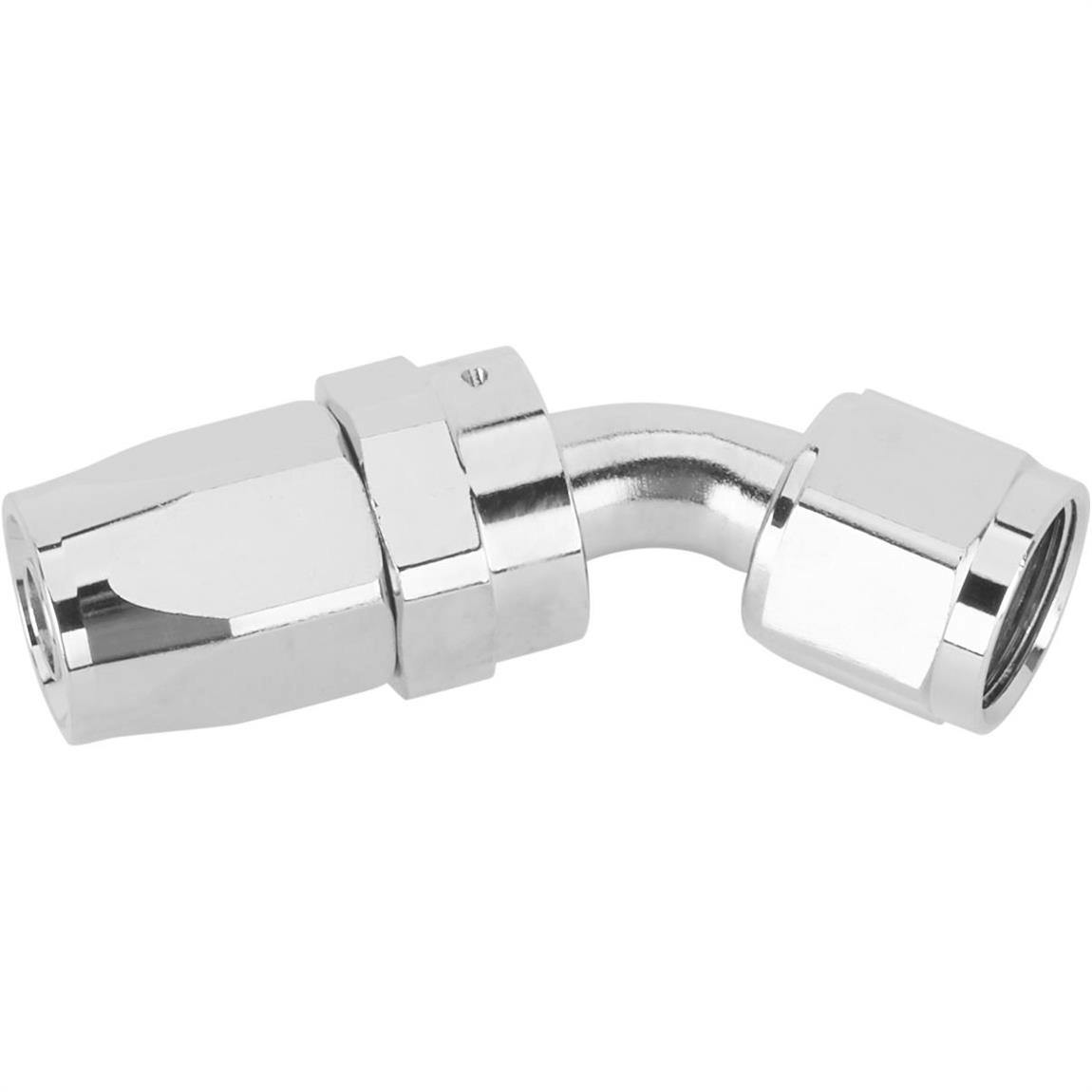 Speedway Full Flow Swivel Hose End Fitting, 45 Degree, Nickel, -8 AN