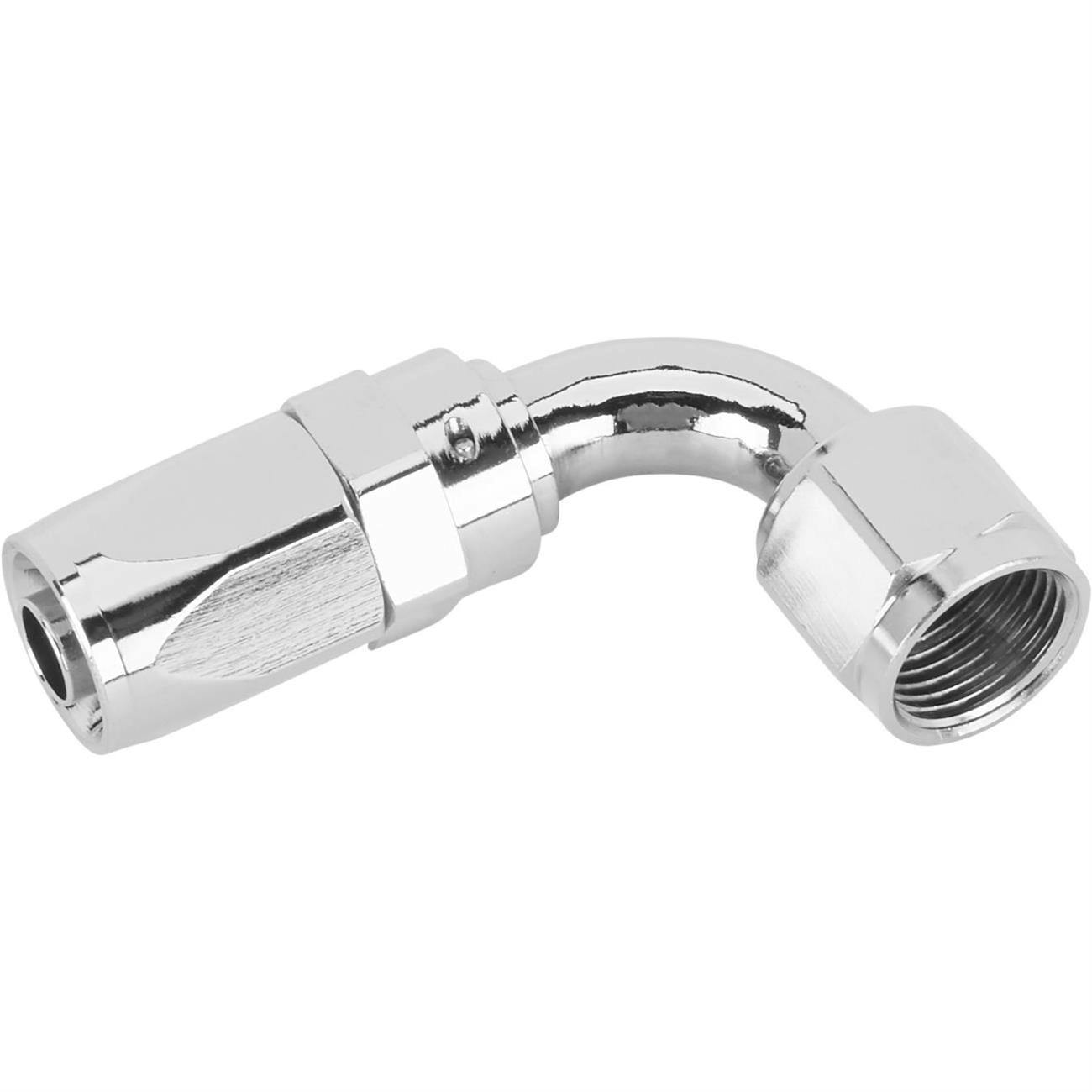 Speedway Full Flow Swivel Hose End FItting, 90 Degree, Nickel, -8 AN