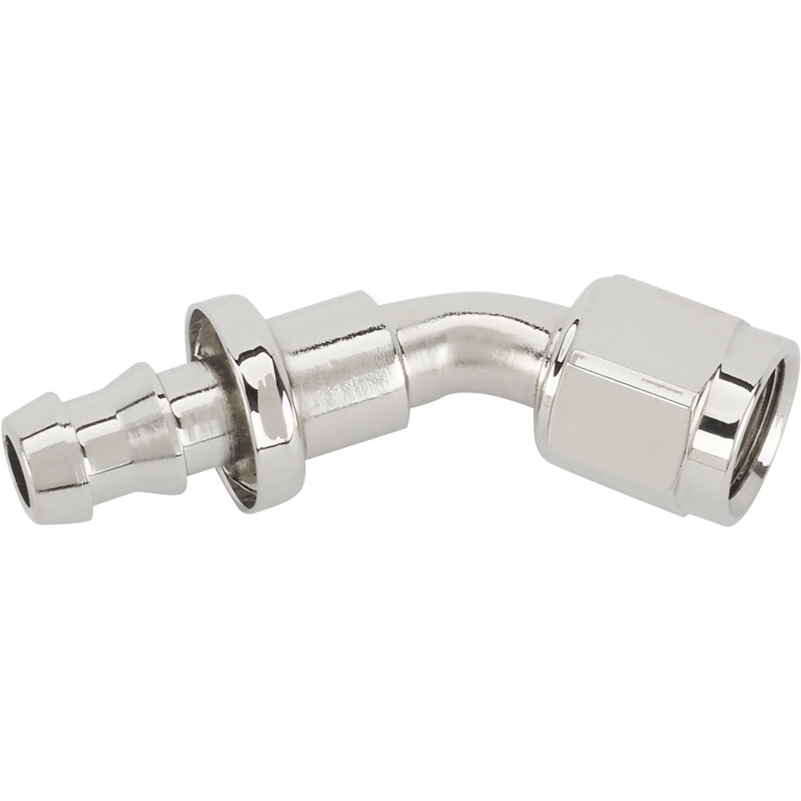 45 Degree Socketless Push-On Hose End, Nickel, -6 AN