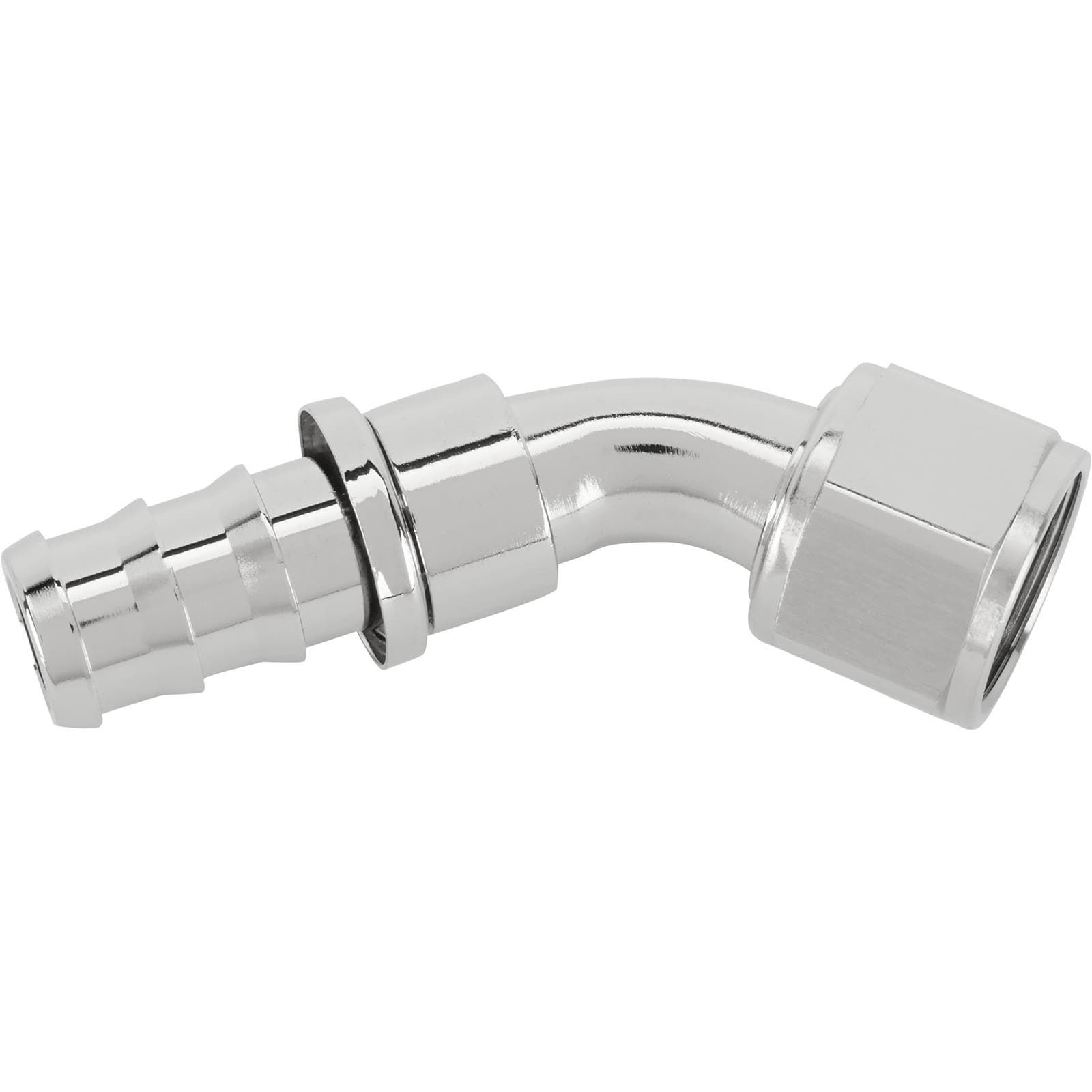 45 Degree Socketless Push-On Hose End, Nickel, -12 AN