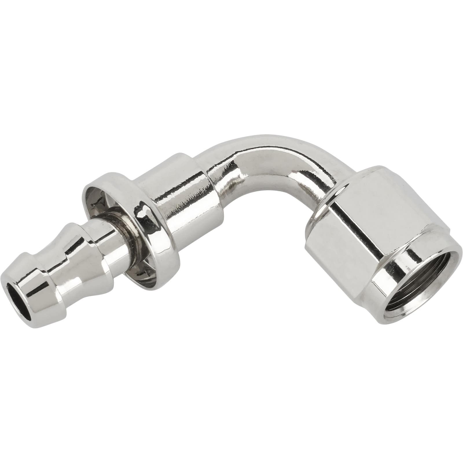 90 Degree Socketless Push-On Hose End, Nickel, -6 AN