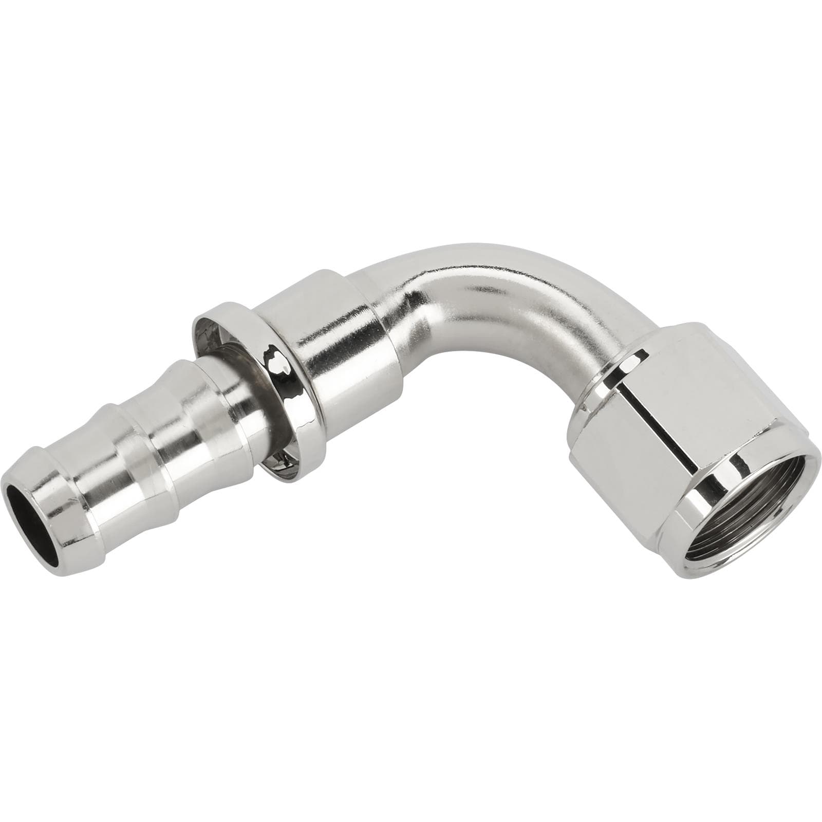 90 Degree Socketless Push-On Hose End Fitting, Nickel, -10 AN