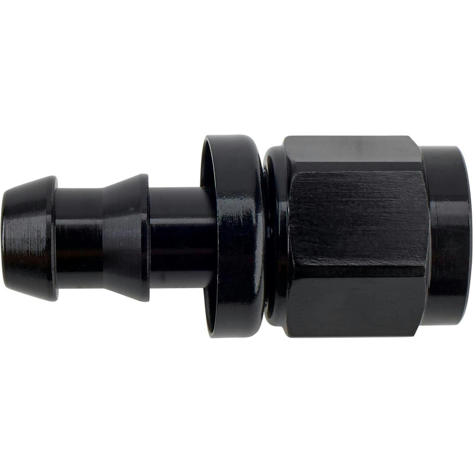 Black Socketless Straight Push-On Hose End Fitting, -6 AN