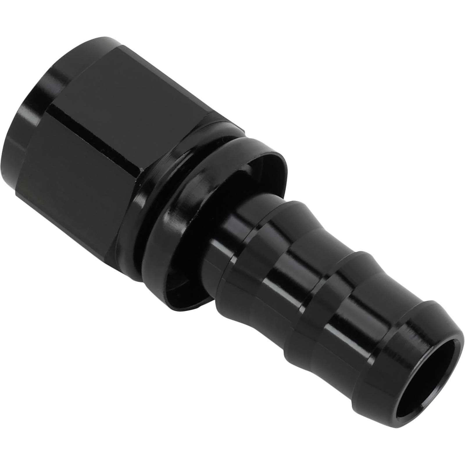 Black Socketless Straight Push-On Hose End, -10 AN