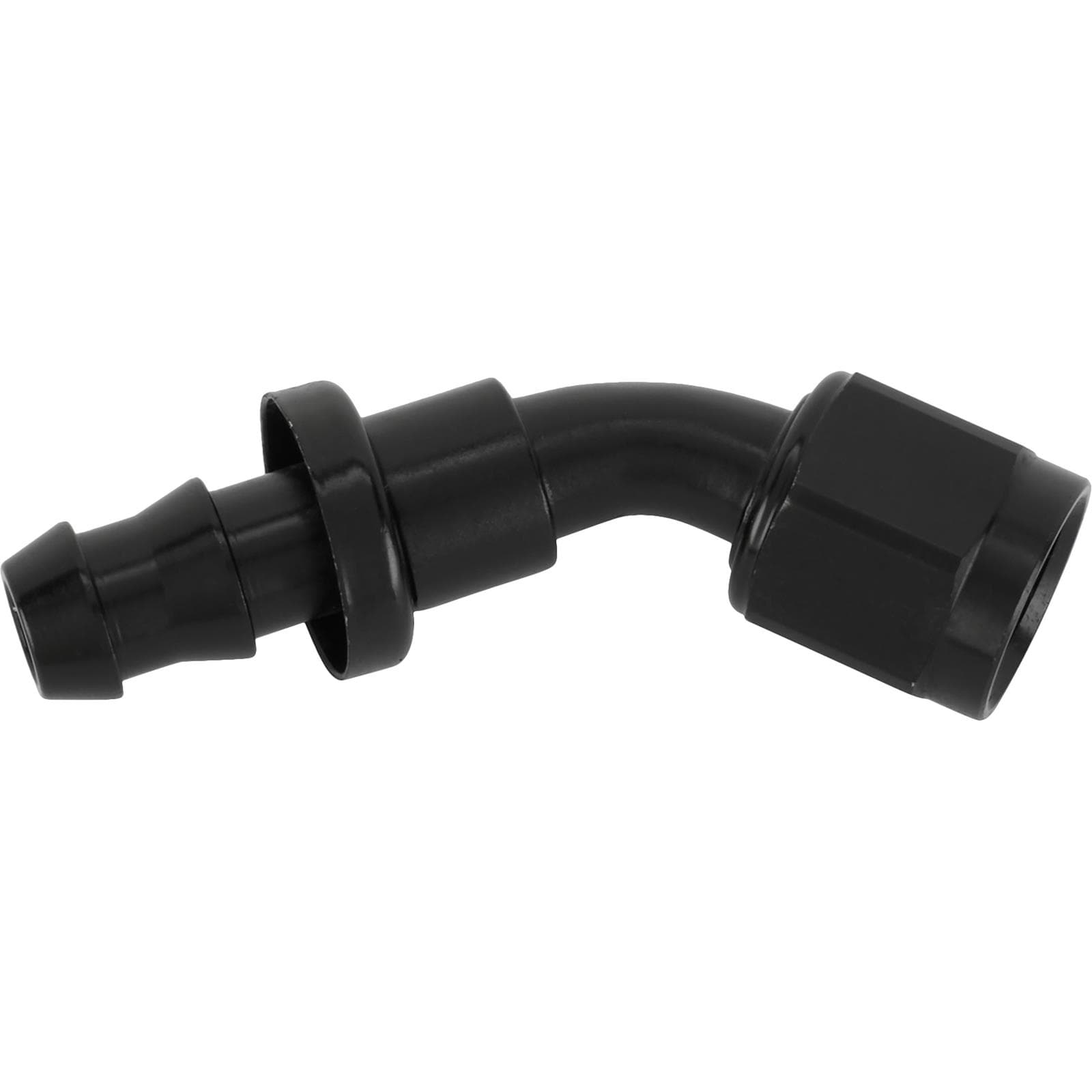 Black 45 Degree Socketless Push-On Hose End, -6 AN