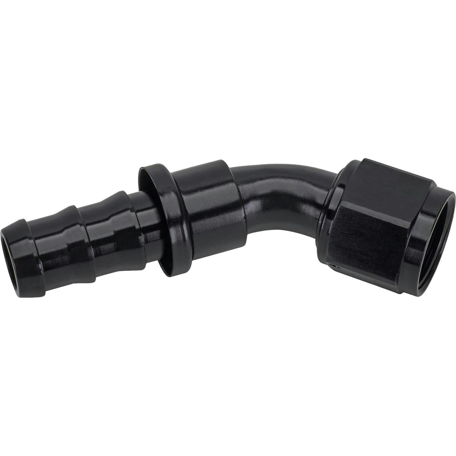 Black 45 Degree Socketless Push-On Hose End, -10 AN