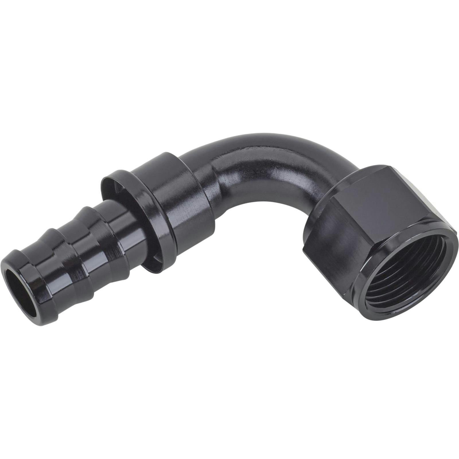 Black 90 Degree Socketless Push-On Hose End, -12 AN