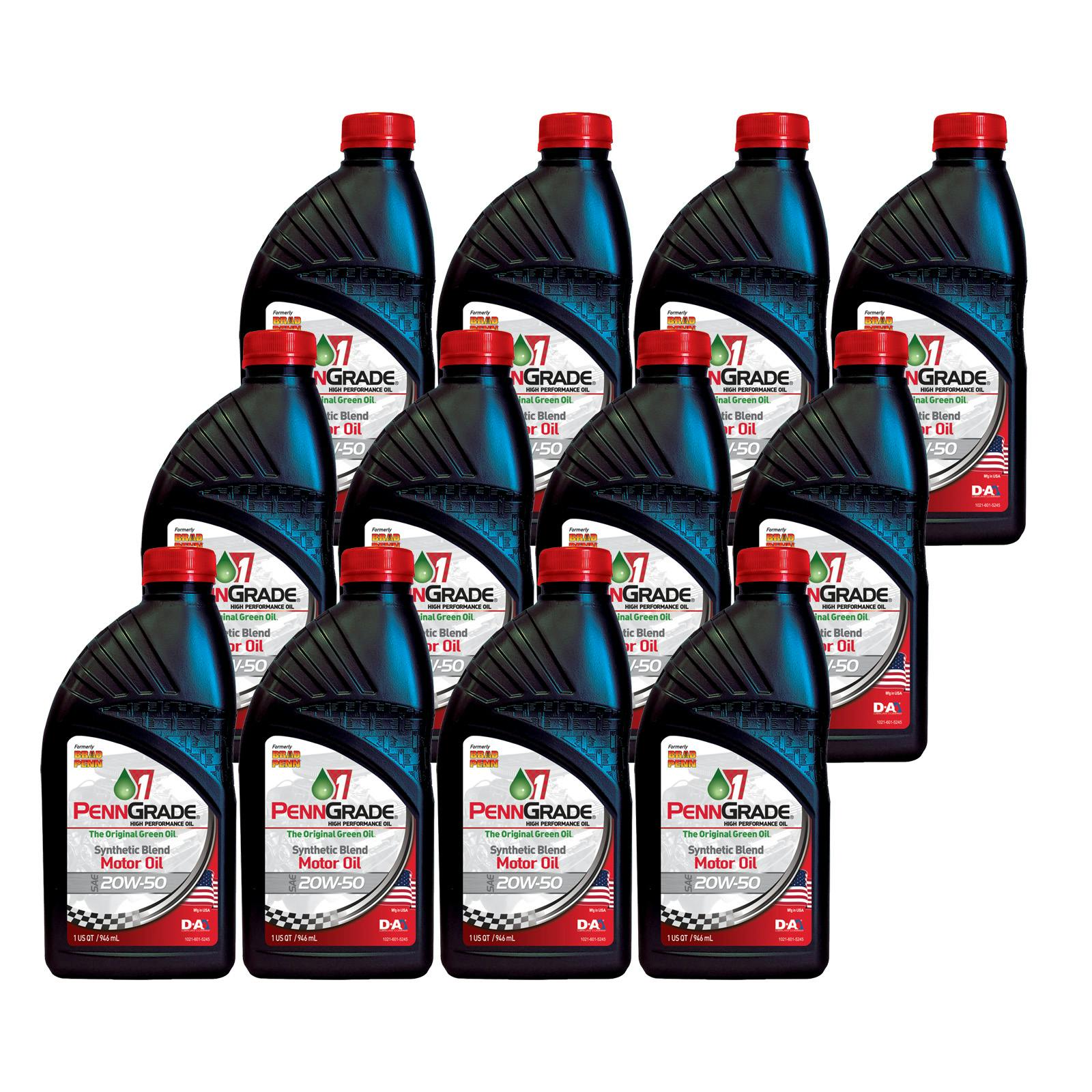 Penn Grade 1 SAE 20W50 Synthetic Blend Performance Engine Oil, 12 Qt.