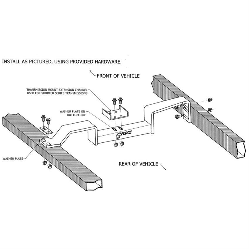 G Force RCS10 Transmission Crossmember, 1983-2005 S10, GM-1
