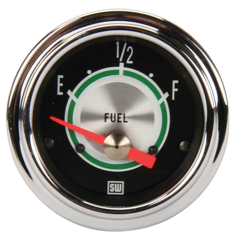 Stewart Warner 301AW Green Line Fuel Level Gauge, 2-1/16 Inch