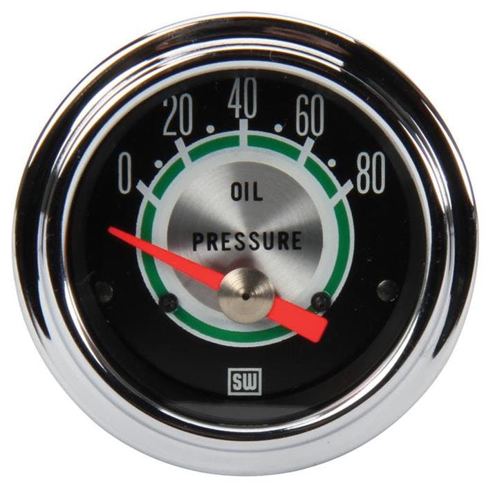 Stewart Warner 306BB Green Line 2-1/16 Inch Oil Pressure Gauge