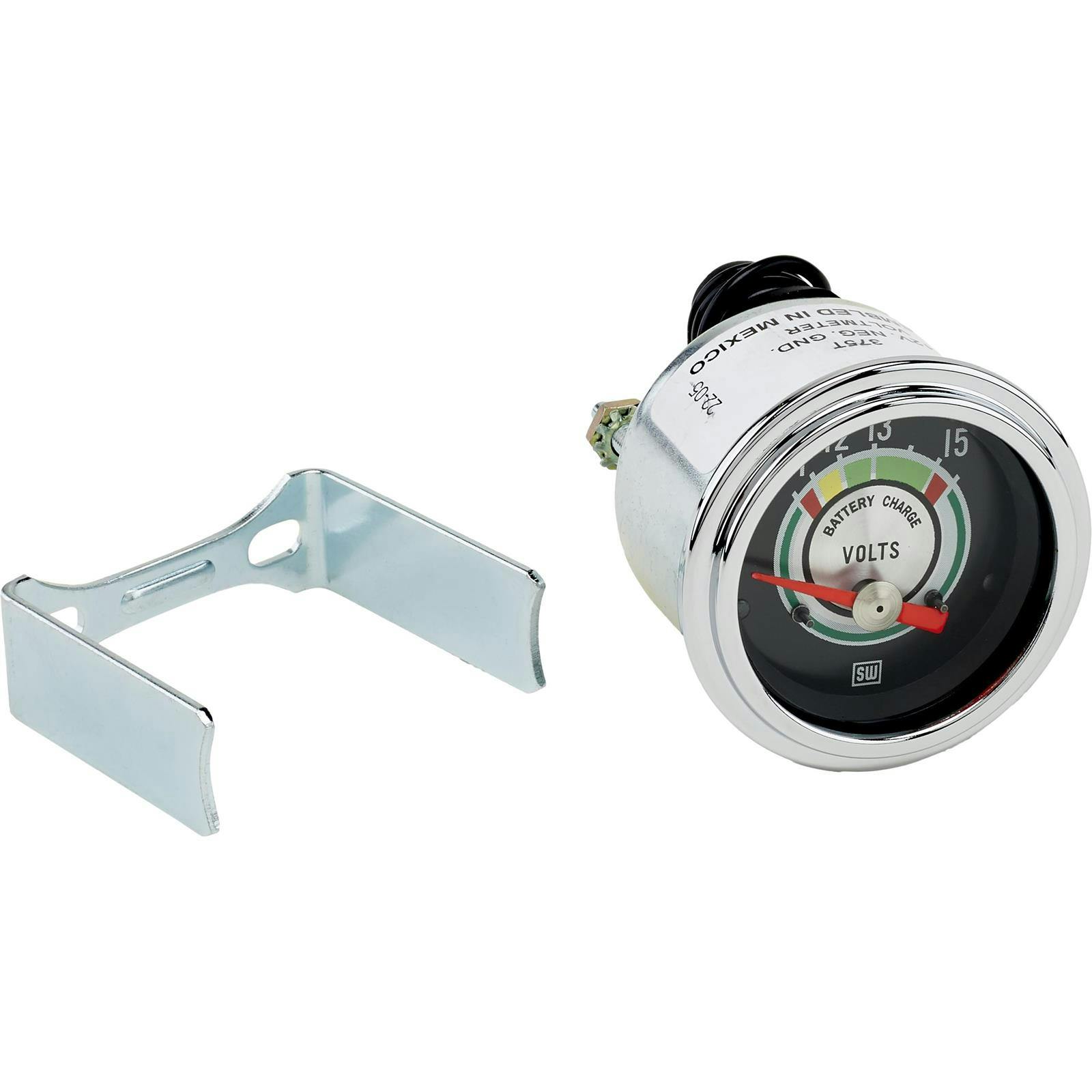 Stewart Warner 375T Green Line Voltmeter Gauge, 2-1/16 Inch