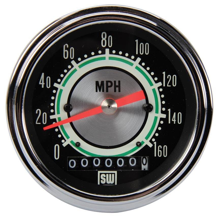Stewart Warner 530DH Green Line 160 MPH 3-3/8 In. Electric Speedometer