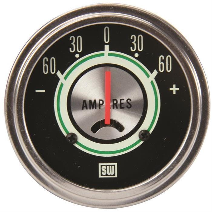 Stewart Warner 690W Green Line Ammeter Gauge, 2-5/8 Inch
