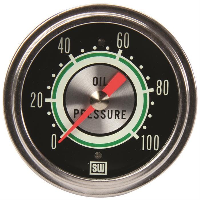 Stewart Warner 691BS Green Line 2-5/8 In Oil Pressure Gauge-Mechanical