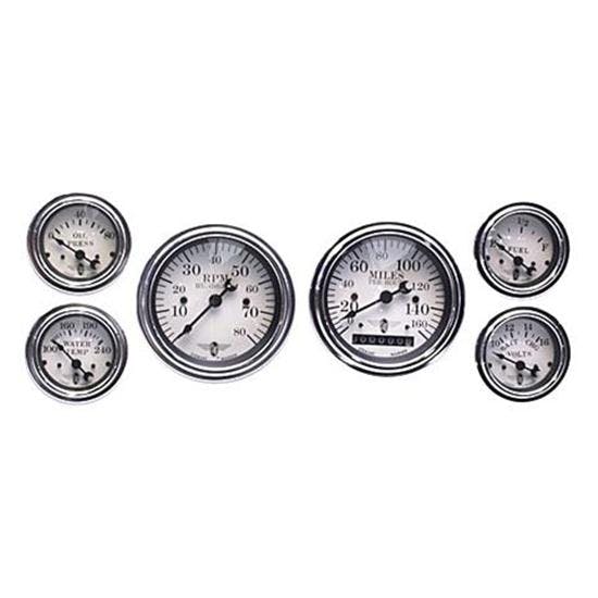 Stewart Warner 82222 Wings Six Gauge Set, Electric, White Face