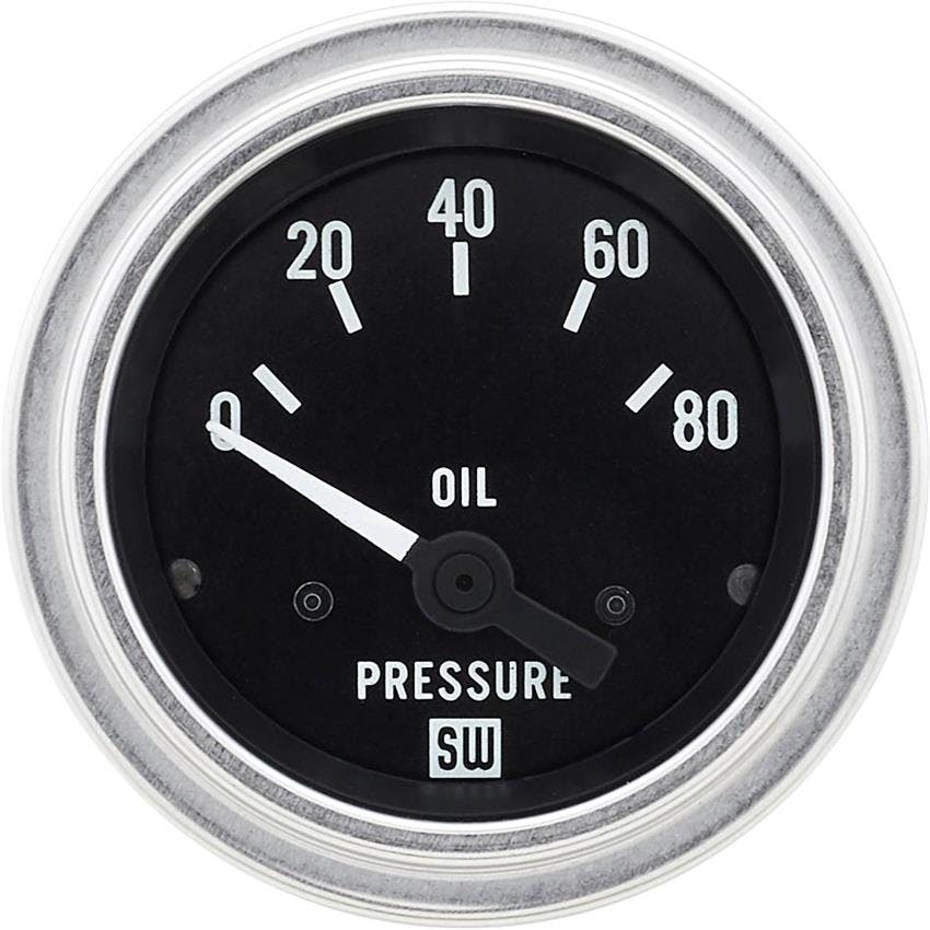 Stewart Warner 82304 Deluxe 2-1/16 In Elec Oil Pressure Gauge 0-80 PSI