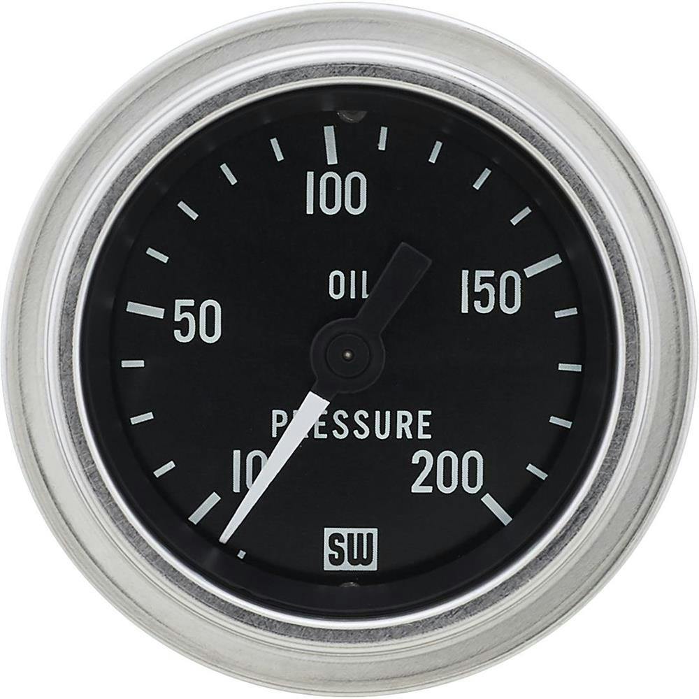 Stewart Warner 82324 Dlx 2-1/16 Oil Pressure Gauge, Mech, 10-200 PSI