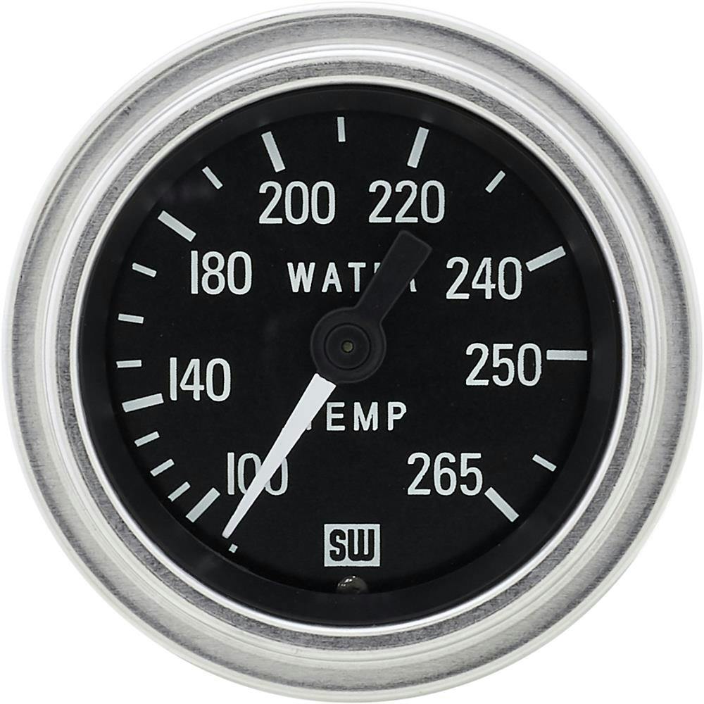 Stewart Warner Deluxe Water Temperature Gauge, Mechanical, 2-1/16 Inch