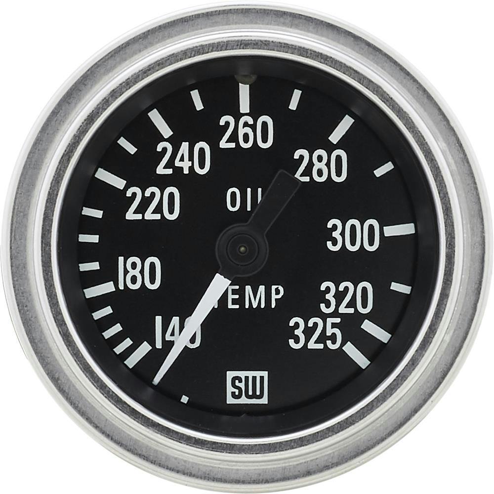 Stewart Warner Deluxe Oil Temperature Gauge, Mechanical, 2-1/6 Inch