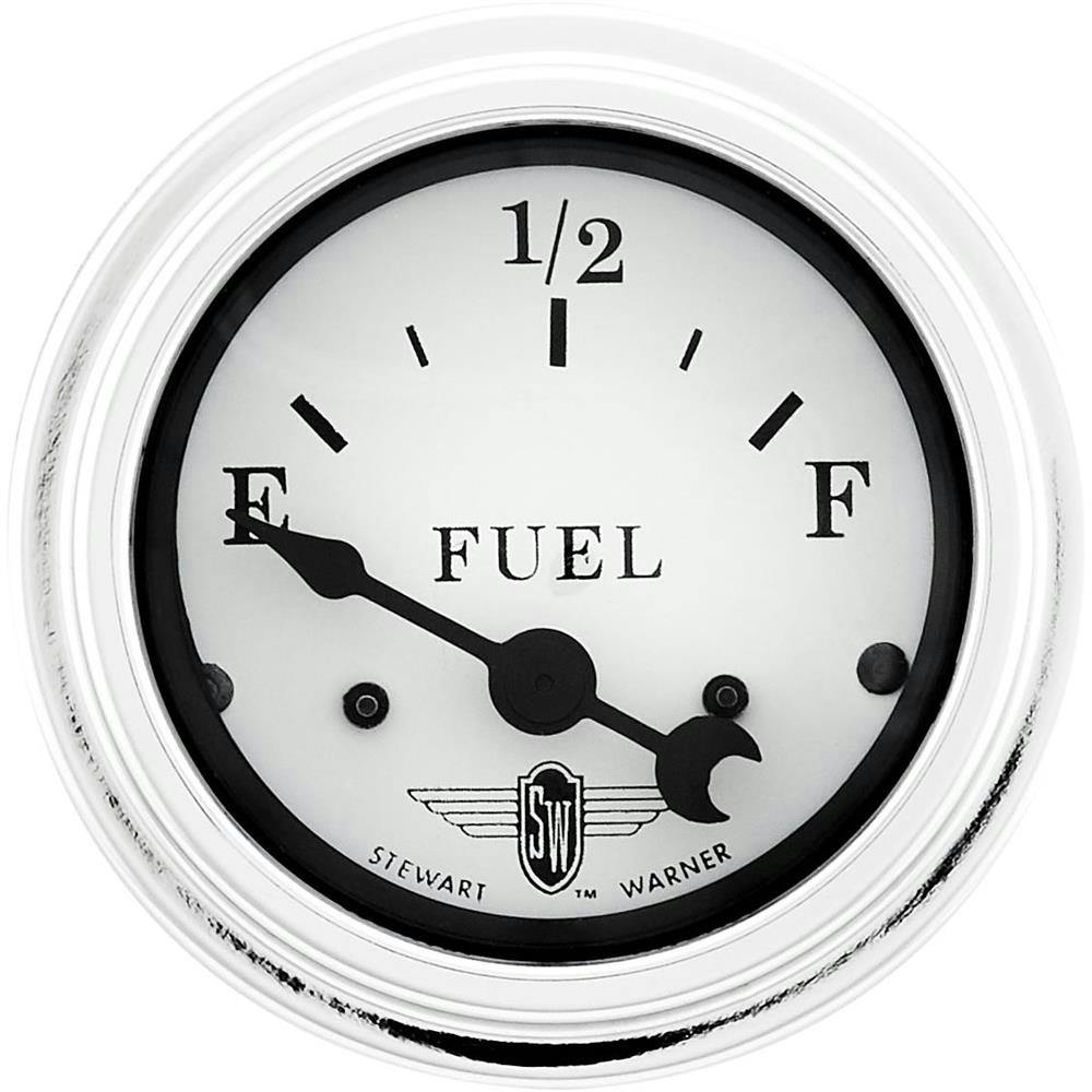Stewart Warner 82471 Wings Fuel Level Gauge, White