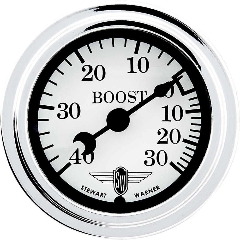 Stewart Warner 82491 Wings Boost Gauge, White