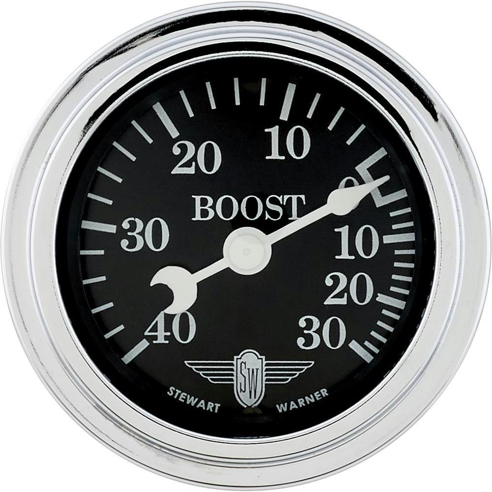 Stewart Warner 82492 Wings Boost Gauge, Black