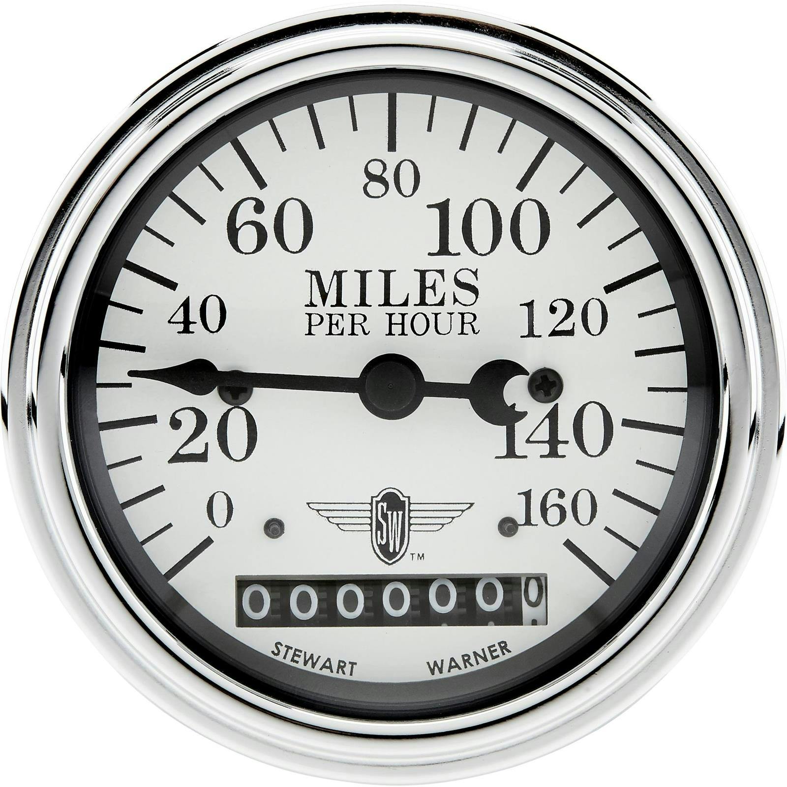 Stewart Warner 82661 Wings Electric Speedometer, White