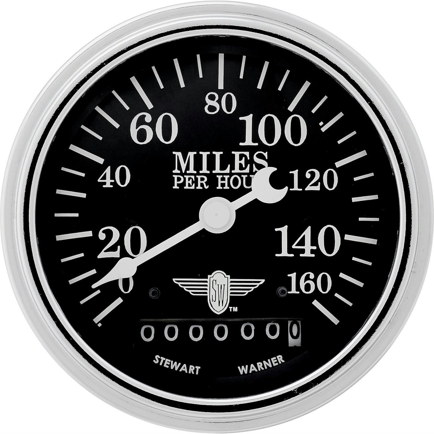Stewart Warner 82662 Wings Electric Speedometer, Black