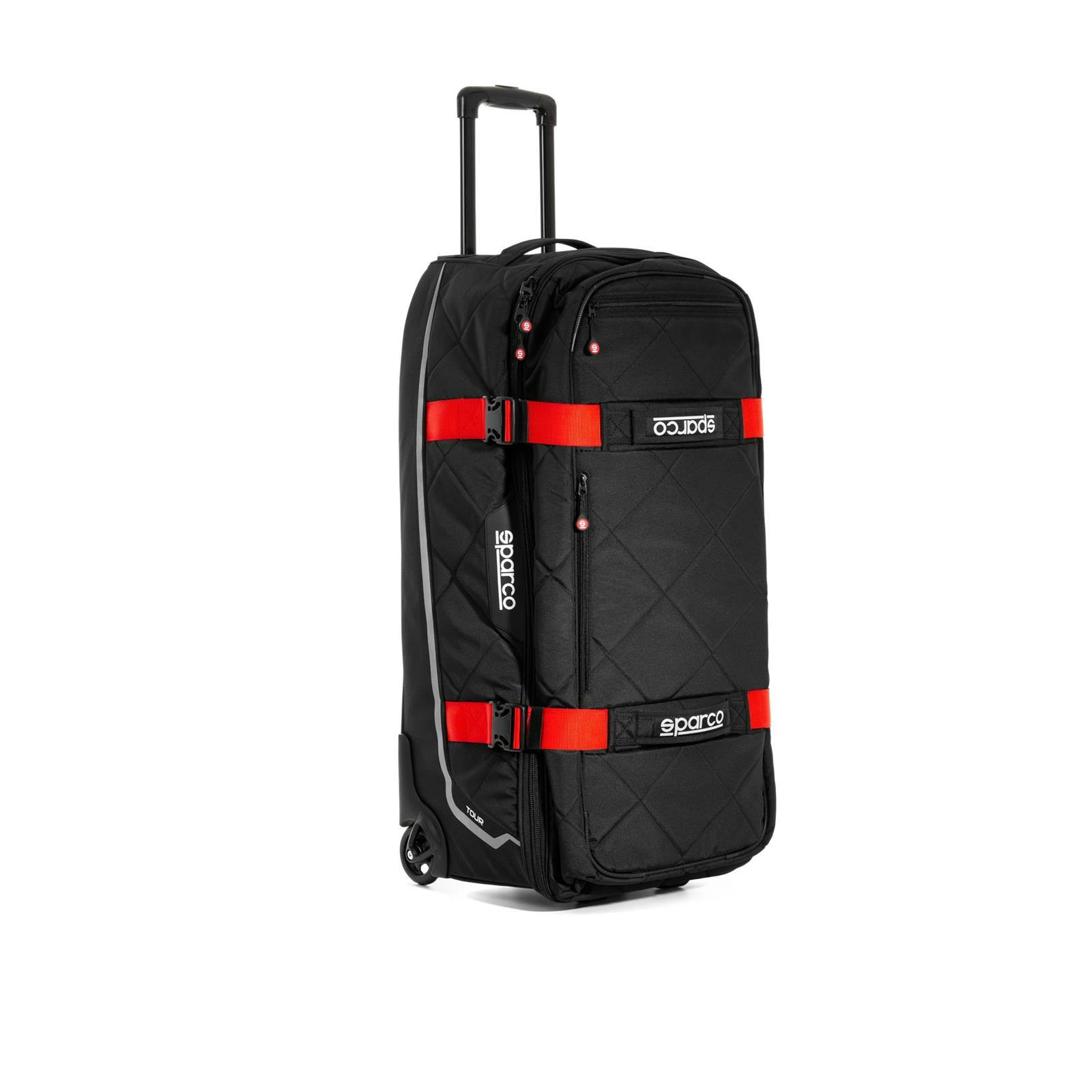 Sparco 016437NRRS Tour Rolling Duffel Bag, Black/Red