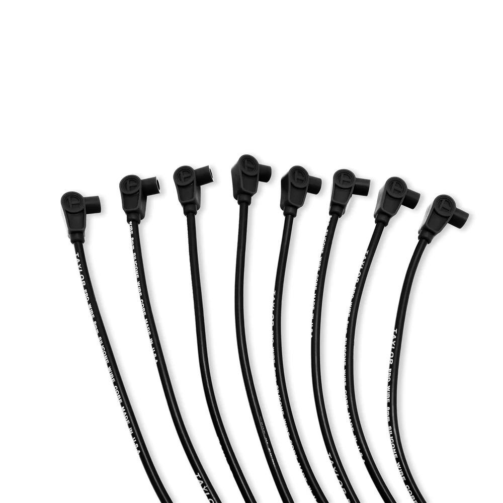 Taylor 70050 8mm Spark Plug Wires, 90 Deg Boot, Wire Core, Black
