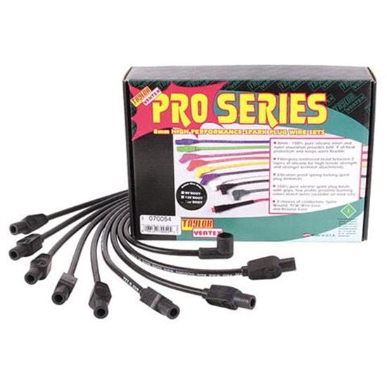 Taylor 70054 8mm Spark Plug Wires, Straight, Wire Core, Black