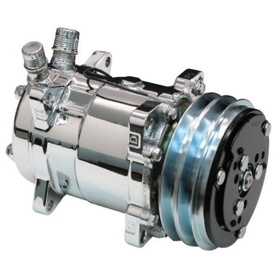 Vintage Air 048085 Double V Groove Pulley A/C Compressor, Chrome