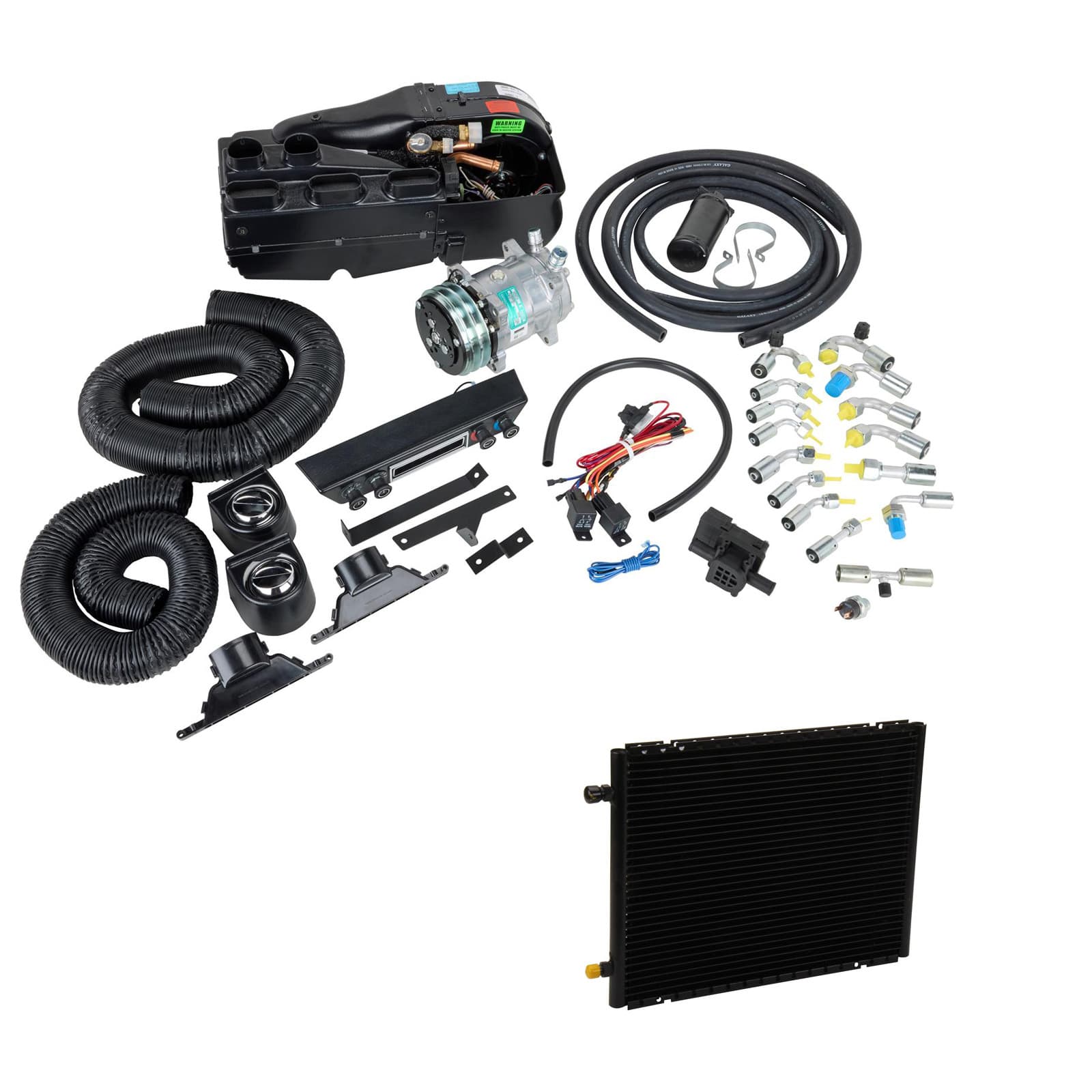 Vintage Air Gen V A/C 508 V-Belt Compressor, W/ Horiz. Condenser