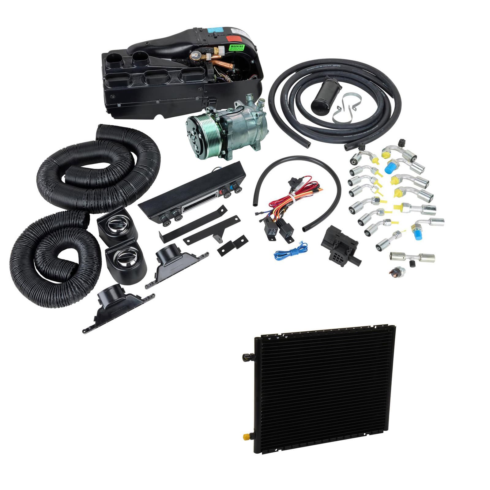 Vintage Air Gen V A/C 7B10 Serpentine Compr., W/ Horiz. Condenser