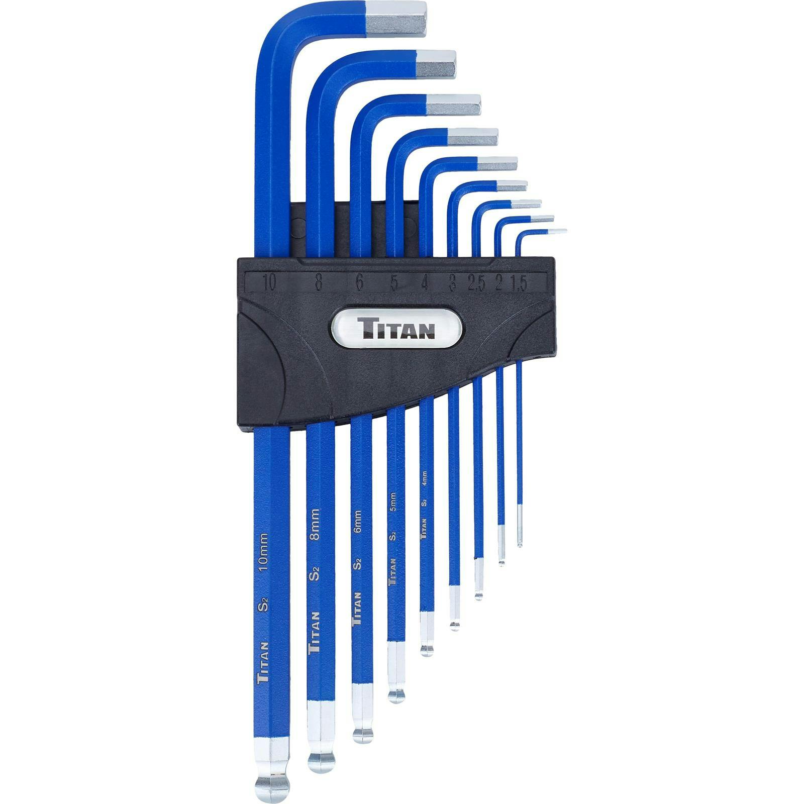 Titan Tools 12714 Long Detent Ball-End Allen Wrench Hex Key Set, Metric