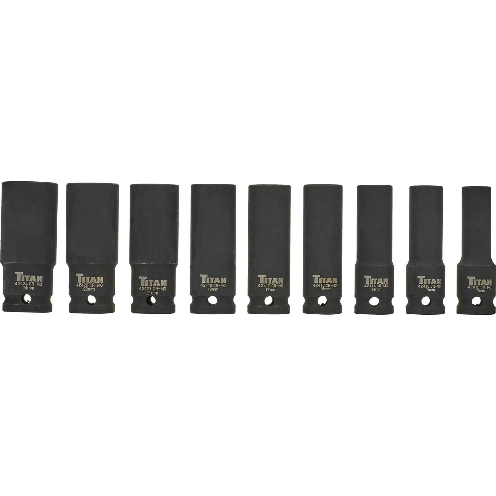 Titan Tools 42400 Metric Deep Impact Socket Set, 1/2 Inch Drive