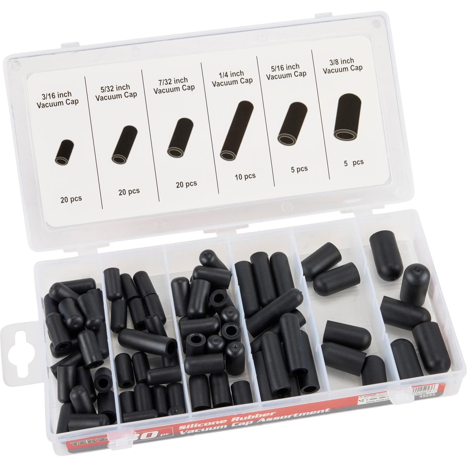 Titan Tools 45253 Silicione Rubber Vacuum Cap Assortment, 80 Pc.