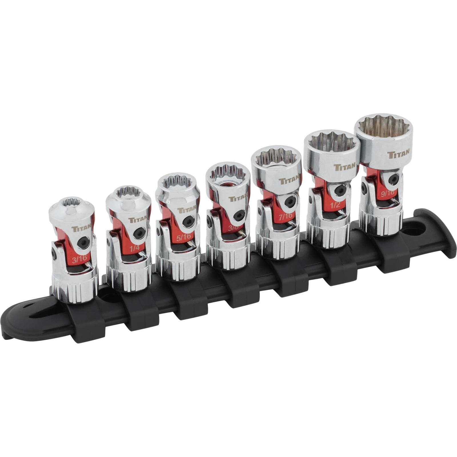 Titan Tool 66860 7-Piece 12-point Auto Flex Chrome SAE Socket Set