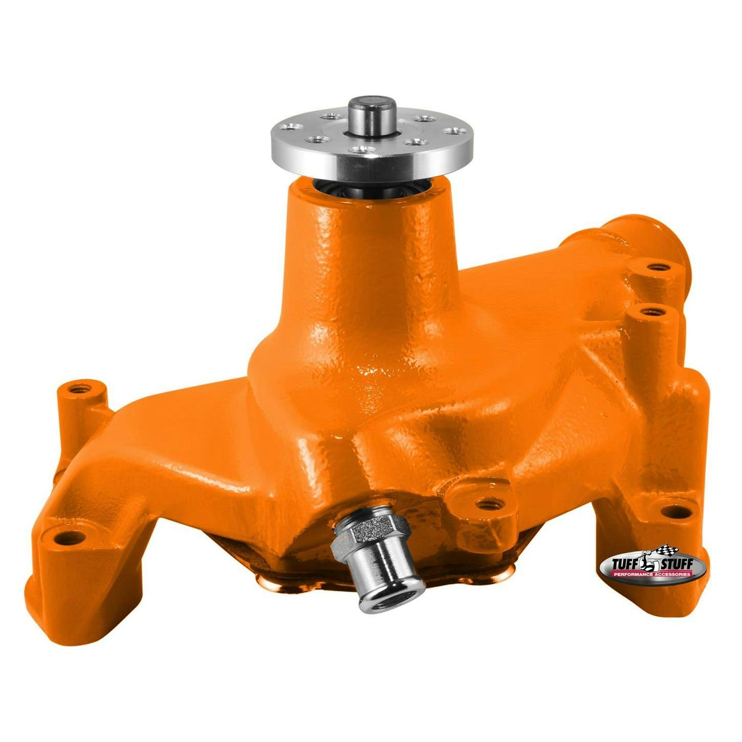 Tuff Stuff 1449NCORANGE SBC Long Cast Iron Water Pump, Orange